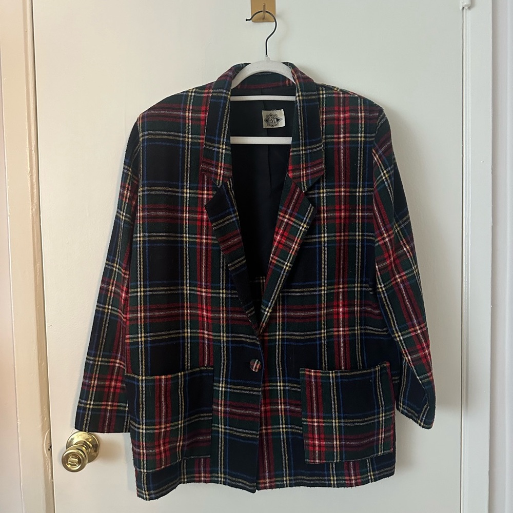 Vintage Tartan/ Plaid Blazer with Shoulder Pads